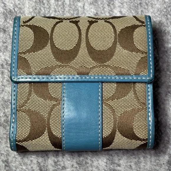 Coach Teal and Brown Leatherware Wallet - Picture 10 of 16